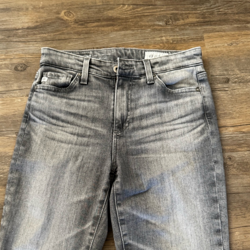 AG Adriano Goldschmied High-Rise Straight Leg Jeans - Light Gray Wash - Picture 3 of 3